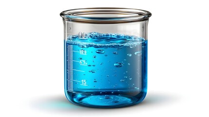Poster - Clear glass beaker filled with blue liquid.