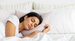 © diowcnx - Experience a Dream Lifestyle with an Overnight Stay in Healthy Silk Bedding for Soft Sleep Against a White Background