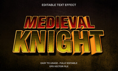 Poster - Medieval knight editable text effect with gold red battle style