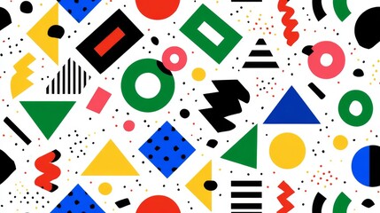 Aufkleber - Vibrant Abstract Geometrical Pattern with Colorful Shapes in Dynamic Arrangement