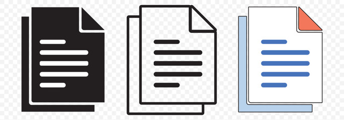 Leinwandbilder - Documents icon Outline vector sign on Transparent Background. EPS 10.