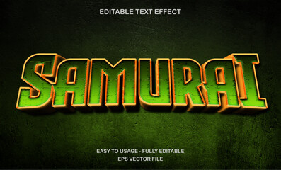 Poster - Samurai text effect with japanese green red metallic gradient movie text style