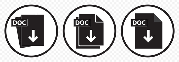 Leinwandbilder - Document Download Icon Pack – DOC Format with Down Arrow.