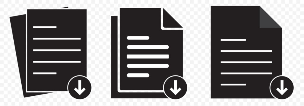 Document Download Icon Pack – DOC Format with Down Arrow.