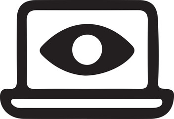 Aufkleber - Black laptop screen displaying a black eye icon computer