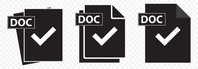 Leinwandbilder - Correct Documents icon thin flat simple illustration symbol in Black Color on Transparent Background. EPS 10.