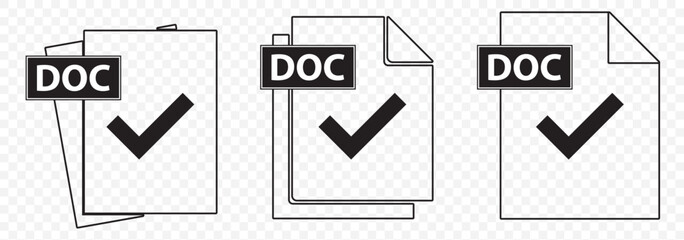 Leinwandbilder - Correct Documents icon thin flat simple illustration symbol in Black Color on Transparent Background. EPS 10.
