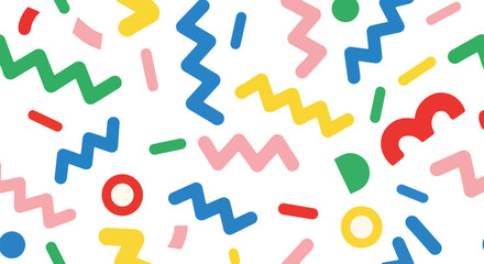 Poster - Colorful confetti and geometric shapes isolated on transparent background