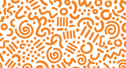Poster - Abstract orange and beige organic shapes pattern isolated on transparent background