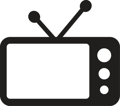 Old tv black and white silhouette, television silhouette vector, tv icon symbol. vector illustration