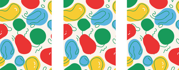 Poster - Colorful abstract organic shapes pattern isolated on transparent background