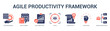 © kondesign - Agile Productivity Framework Modern and clean web banner illustration featuring thematic icons for visual communication