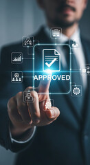 Poster - Businessman Approves Digital Document Interface approval