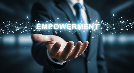 Poster - Businessman Hand Presenting Empowerment Word Network Concept