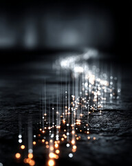 Aufkleber - Glowing light particles trail on dark textured surface creating mysterious and futuristic atmosphere with bright highlights
