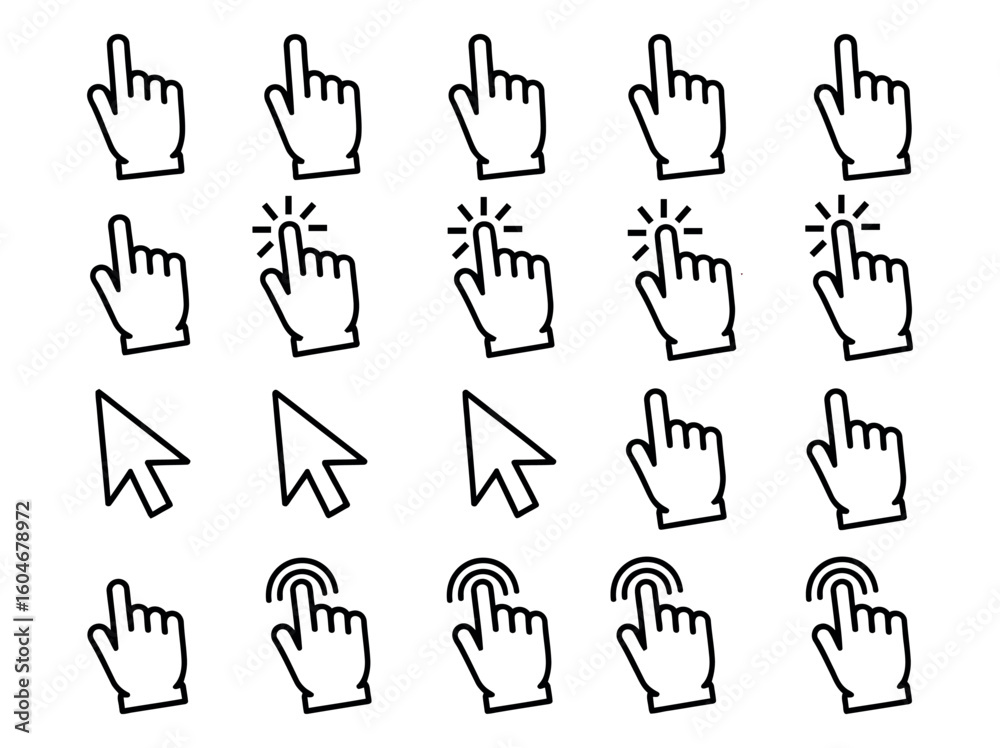 Collection of Hand Cursor Icons for Website and App Design. hand cursor ...