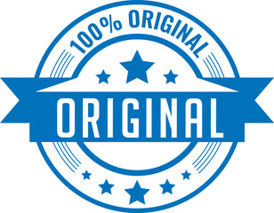 Poster - 100% Original Blue Round Stamp Seal Typography Vector design