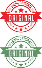 Poster - 100% Original Red and Green Stamp Seal Typography Vector design