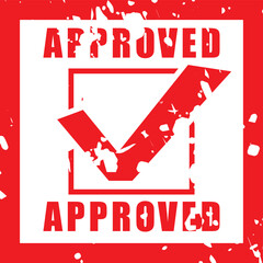 Poster - Approved Square Stamp Seal Typography Vector design