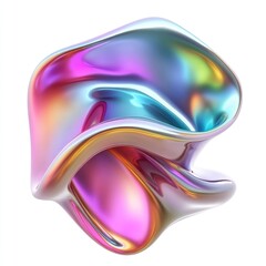 Poster - Iridescent simple abstract shape art contemporary illustration.