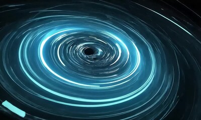 Aufkleber - A swirling vortex of light blue lines against a dark background creating a circular pattern