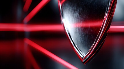 Poster - Reflective Shield with Red Laser Beams in a Dark Environment
