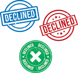 Poster - Declined Different types color stamp Seal Typography Vector design
