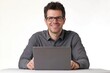 © Rawpixel.com - Smiling man with laptop glasses happy electronics.
