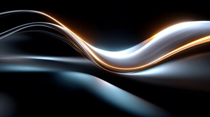 Poster - Abstract Flowing Lines with Gradient Lighting on Dark Background