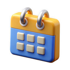 Aufkleber - Cute 3d calendar icon with yellow and blue colors isolated on transparent background