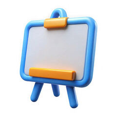 Aufkleber - Cute 3d rendered blue and orange easel for drawing and presentation isolated on transparent background