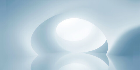 Poster - Abstract minimalist background featuring a bright circular opening and soft blue tones design