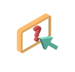 Fototapete - Isometric Cursor Clicking Question Mark on Digital Tablet Screen