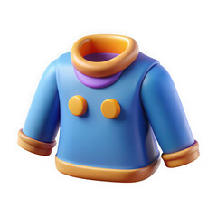 Aufkleber - Cute cartoon blue sweater with orange collar and buttons isolated on transparent background