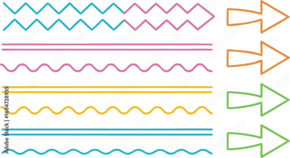 Zig zag wavy parallel lines and arrows zig zag lines Stock Vector ...