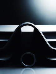 Poster - A minimalist composition featuring curved shapes and a ring in a dark and moody setting