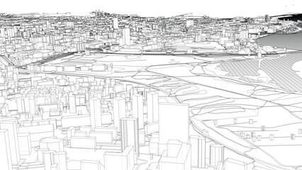 Poster - Urban modern landscape. Vector rendering of 3d