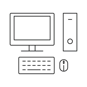 Minimalist Desktop Computer Setup with Monitor, Keyboard, and Mouse Elements
