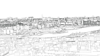 Poster - Urban modern landscape. Vector rendering of 3d