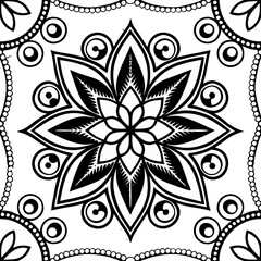 Fototapete - black vector mandala design on transparent background (1)