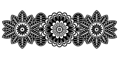 Poster - Intricate Black Floral Lace Divider Vector on transparent background – Perfect for Elegant Invitations and Decor (14)