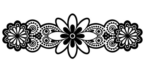 Fototapete - Intricate Black Floral Lace Divider Vector on transparent background – Perfect for Elegant Invitations and Decor (19)