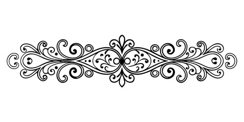Fototapete - Elegant Black Lace Divider Vector on White Background – Subtle and Sophisticated Design Accent (2)
