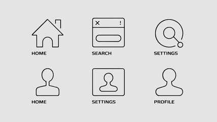 Fototapete - Clean and Minimalist Icon Set for Website and Mobile App Navigation User Interface Design