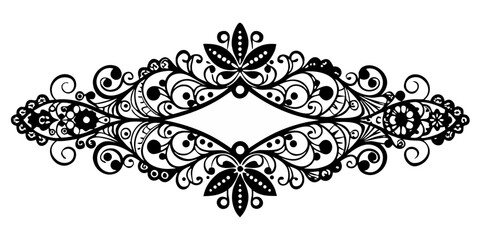 Poster - Sophisticated Black Lace Line Art Divider – Stylish Vector Element for Modern Layouts