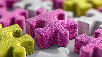 Poster - Close-up view of colorful puzzle pieces.