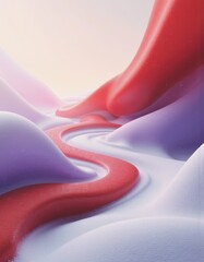 Poster - Abstract snowdrifts with flowing organic curves in soft pastel colors
