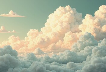 Poster - Stylized winter storm clouds with dynamic movement and soft pastel colors