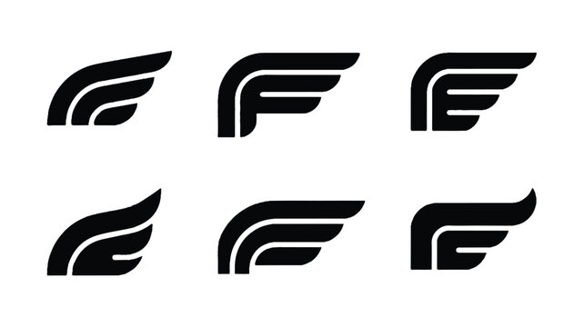 Set of Minimalist Wing Icons for Logos and Graphic Design Projects Clean and Modern Vector Illustrations