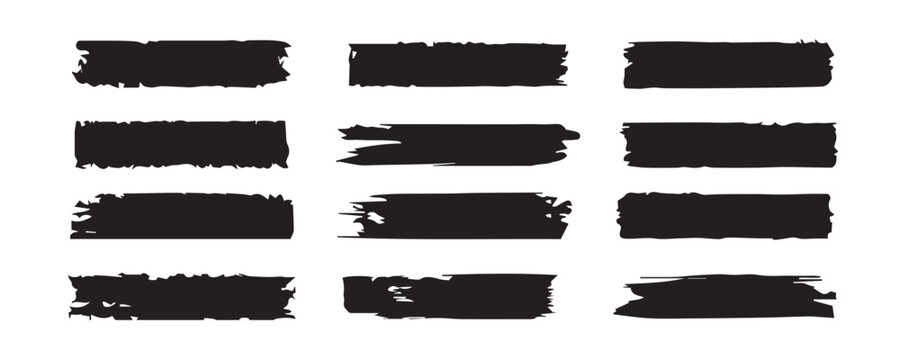 Black set paint, ink brush, brush strokes, brushes, lines, frames, box, grungy.Paint backgrounds and splatters.